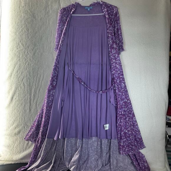 Draper James RSVP Floral Wrap Dress Size L Purple Flowers Midi Length - Picture 13 of 13